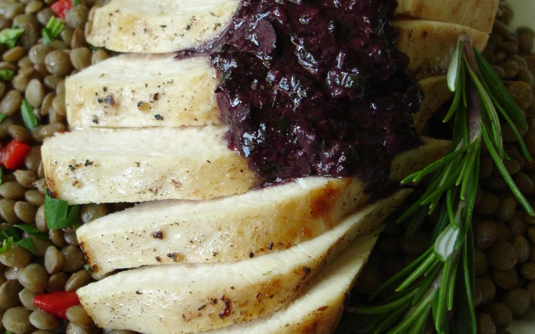 Roast Brined Chicken Breast with Pinot Noir Compound Butter