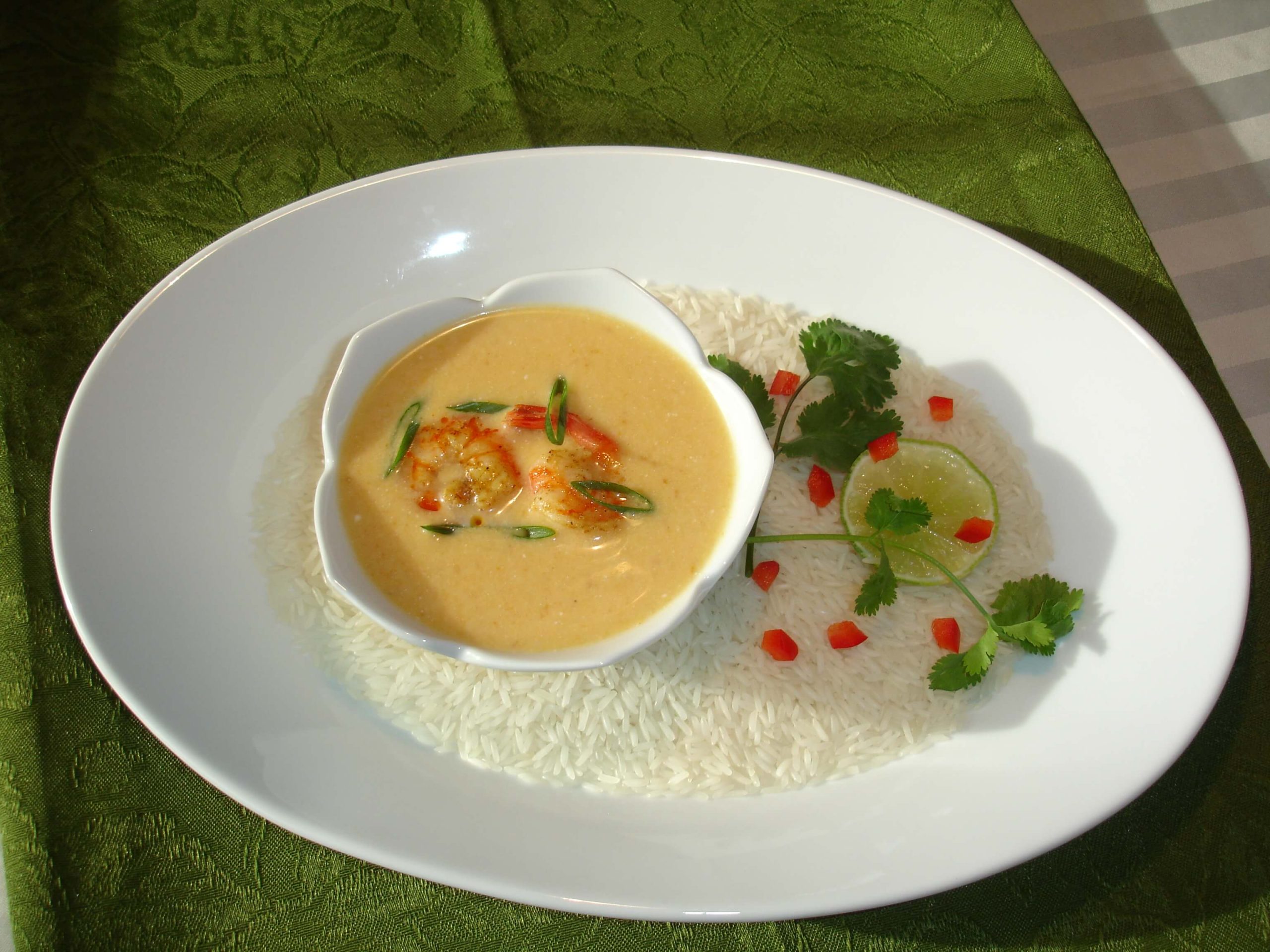 Thai-Style Pumpkin Soup with Coconut Milk and Lime-Cilantro Topping