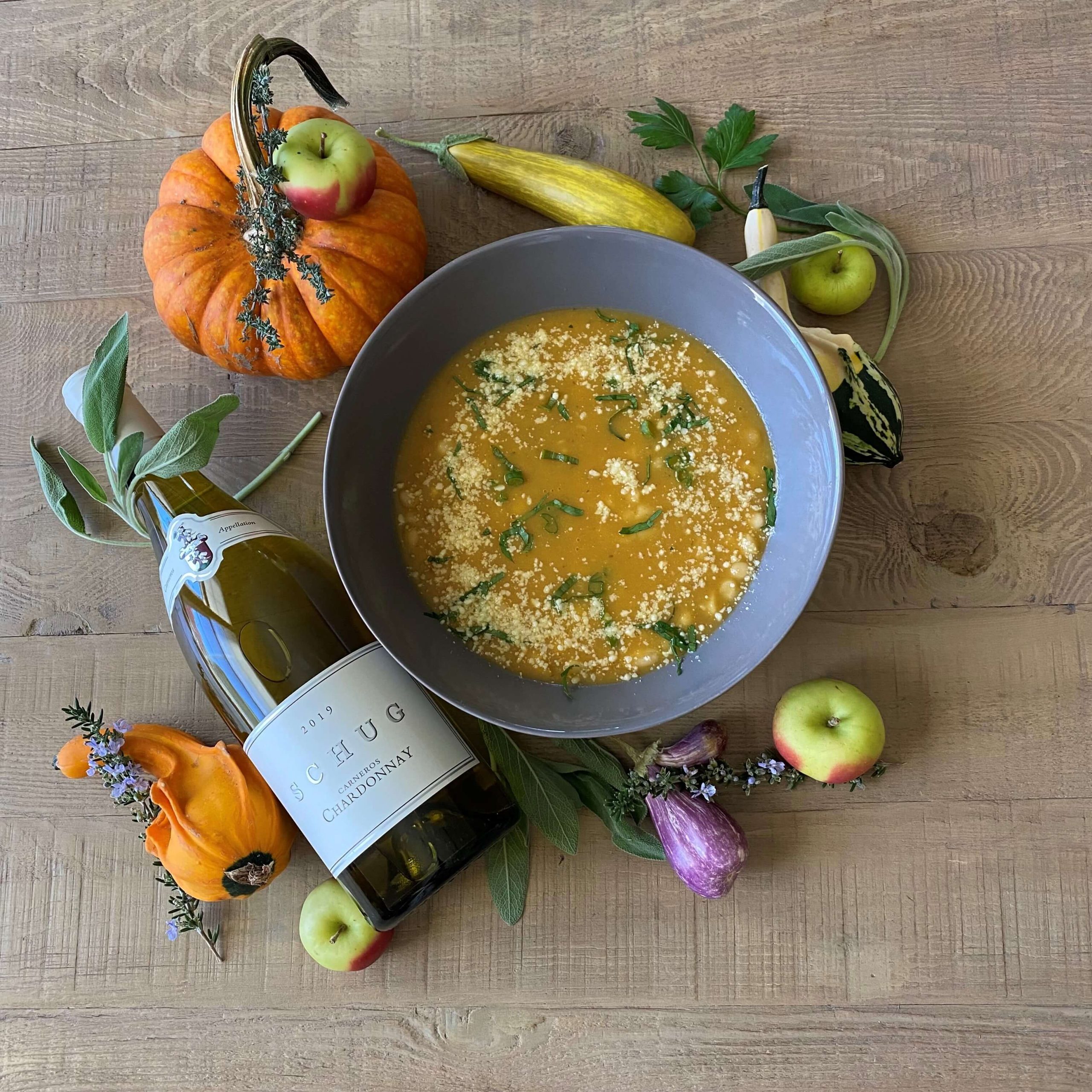 Pumpkin and White Bean Soup with Fresh Sage